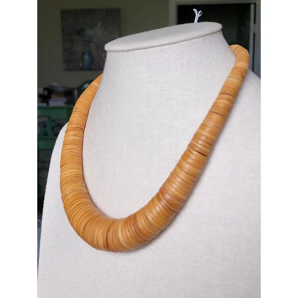 Vintage Berber Graduated Chunky Wood Disc Beaded Necklace, 18